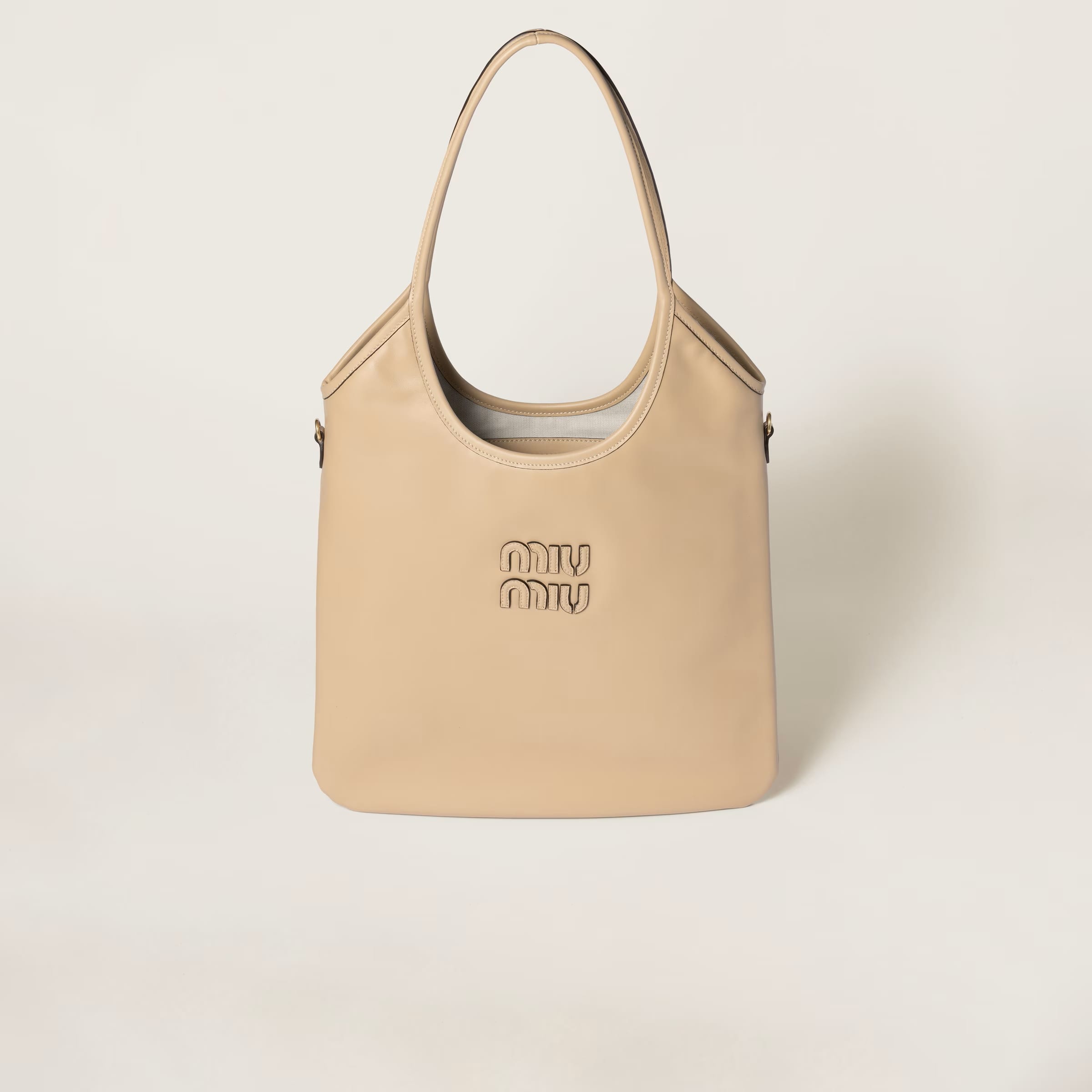 IVY Leather Bag in Sand Beige, SGD 3150 (approximately P138,940.33), MIU MIU, miumiu.com